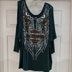 Harley-Davidson Green Graphic Oversized Tunic